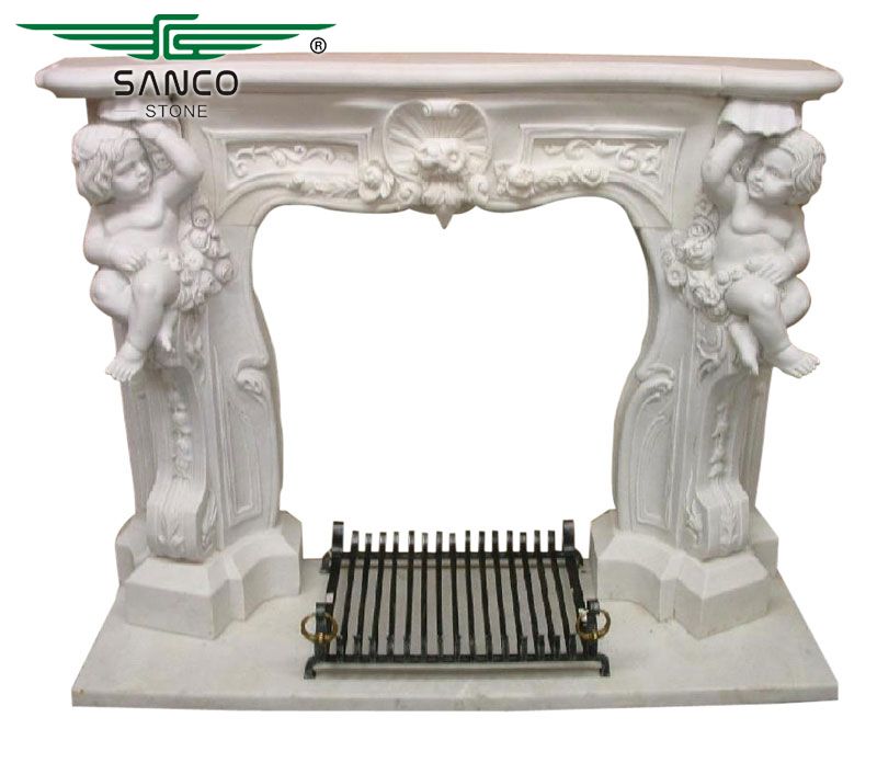 Customized Home Whtie Marble Mantel Fireplace