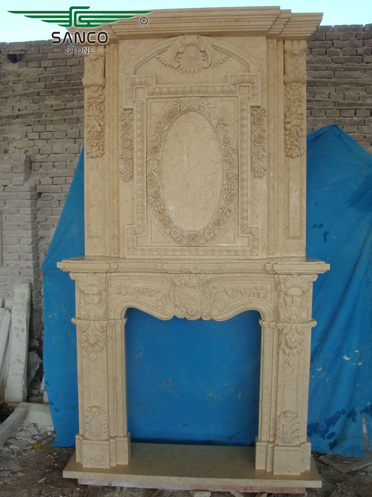 Large Size Decorative Marble Double Fireplace Mantel