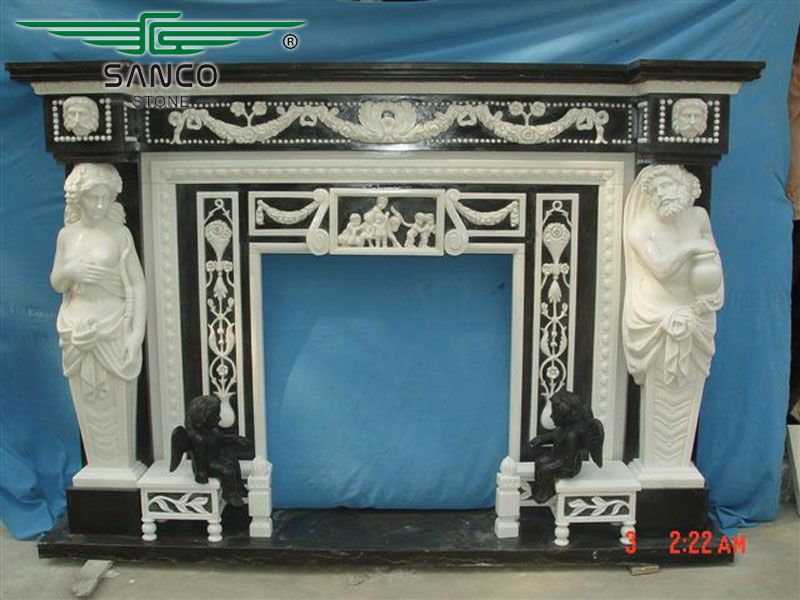 Luxury Black Marble Fireplace Mantels For Sale