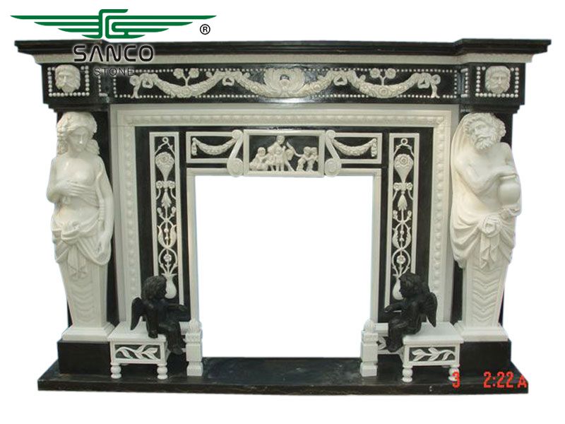 Luxury Black Marble Fireplace Mantels For Sale