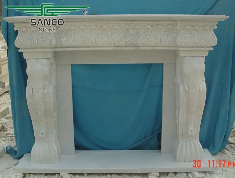 High End Custom White Marble Fireplace Wholesale