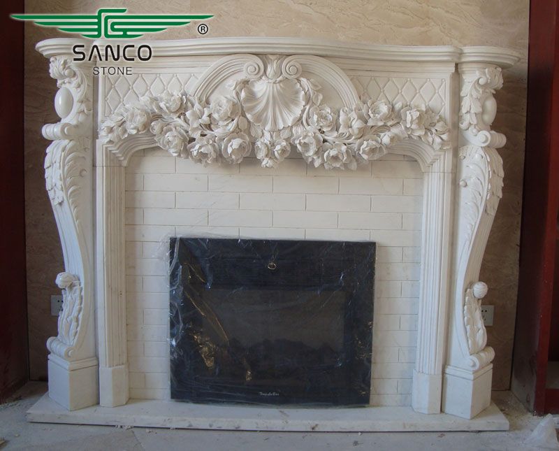 Natural White Marble Frame Electric Fireplaces