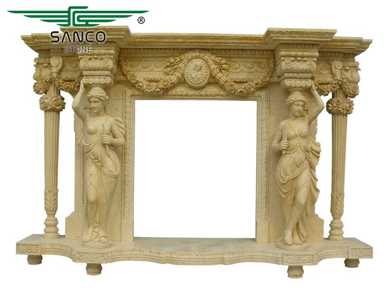 Luxury Beige Marble Indoor Big Lots Fireplace