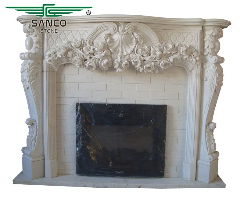 Natural White Marble Frame Electric Fireplaces