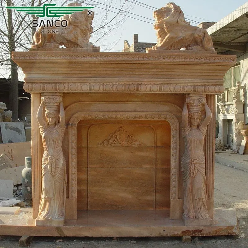 Hand Carved Outdoor Fireplace Mantel Insert