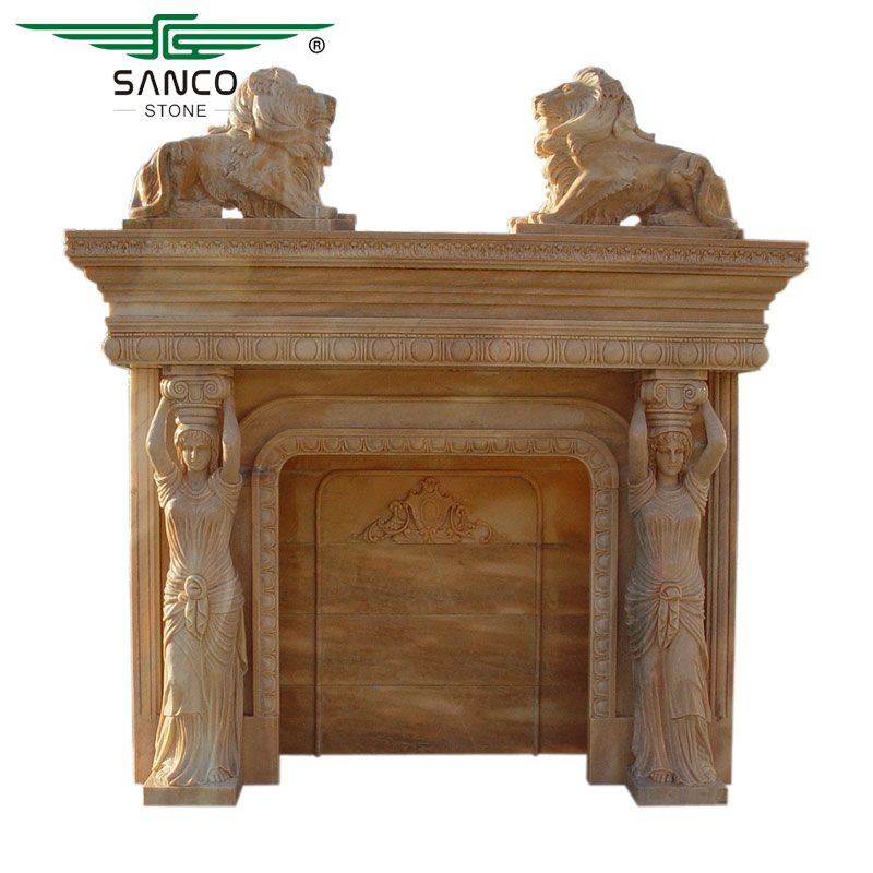 Hand Carved Outdoor Fireplace Mantel Insert