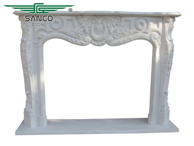 Decorative Hand Carved Marble Standing Fireplace Surround