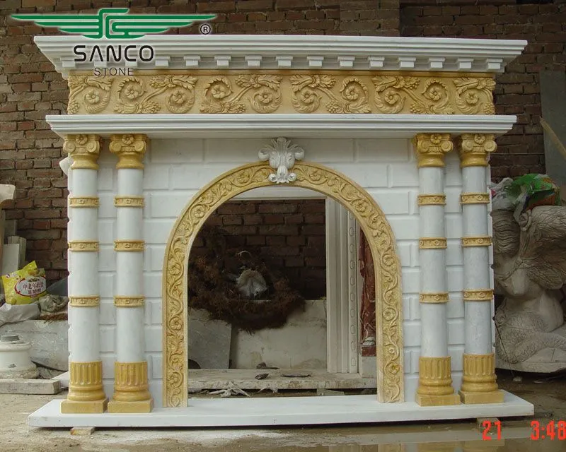 Freestanding Multicolour Marble Stone Fireplace for Sale