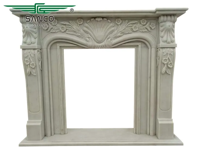 Classic Interior Decoration Marble Grey Fireplace