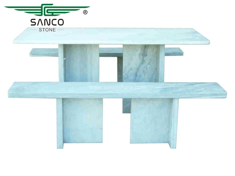 White Marble Dining Table With Bench