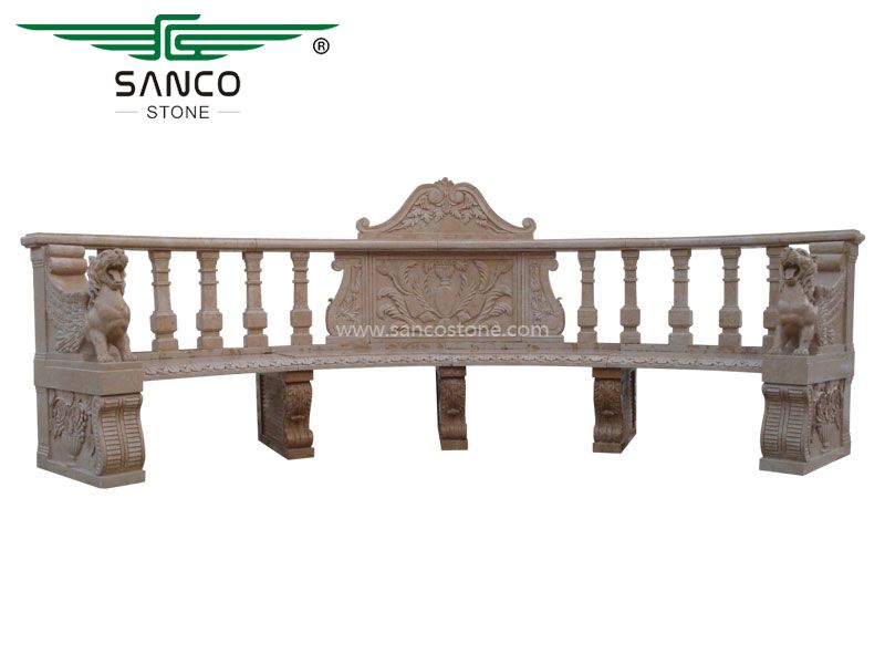 Large Luxury Hand-carved Limestone Bench