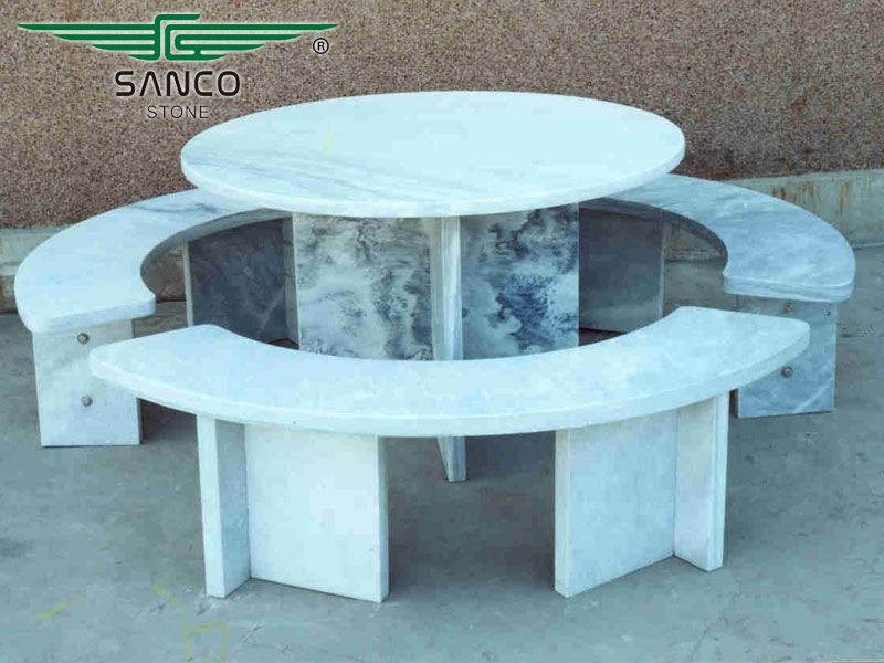 Curved Stone Bench and Table