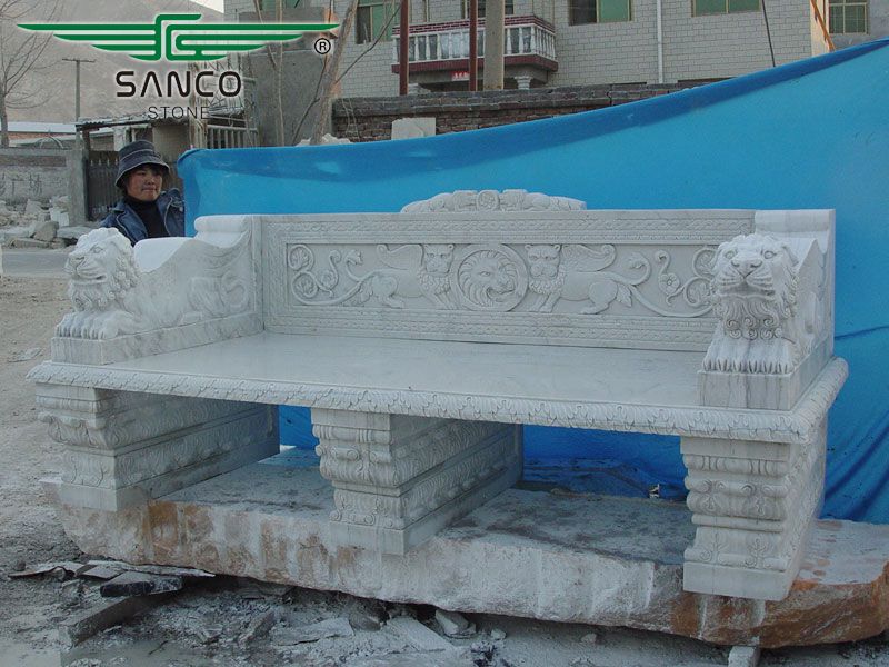 Luxurious Hand-carved Marble Park Bench