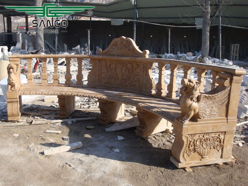 Large Luxury Hand-carved Limestone Bench