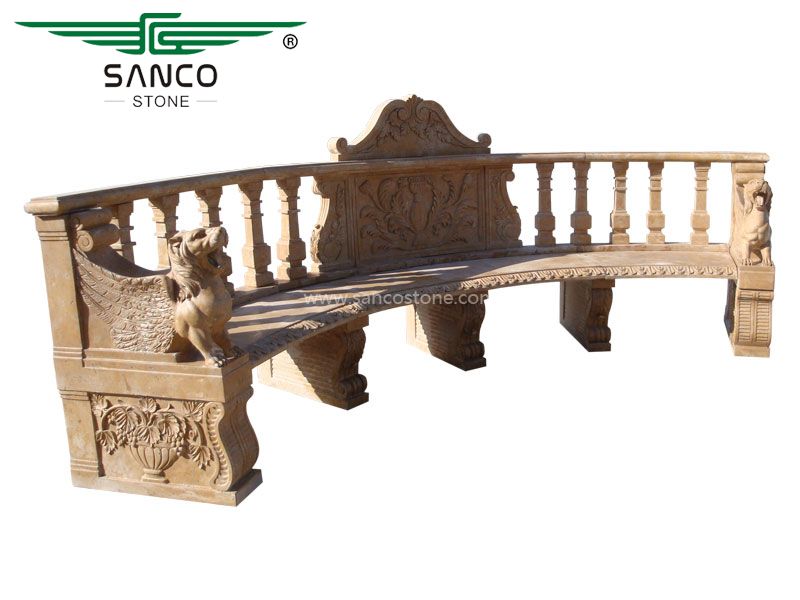 Large Luxury Hand-carved Limestone Bench