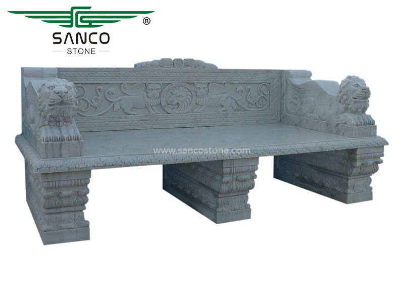 Luxurious Hand-carved Marble Park Bench