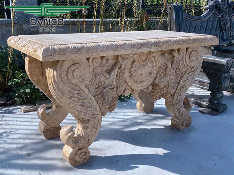 Hand carved Stone outdoor Table