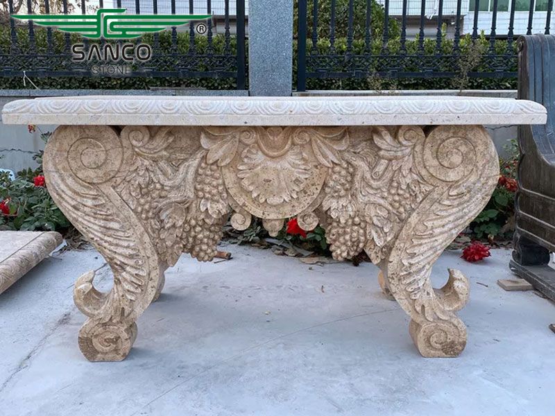 Hand carved Stone outdoor Table