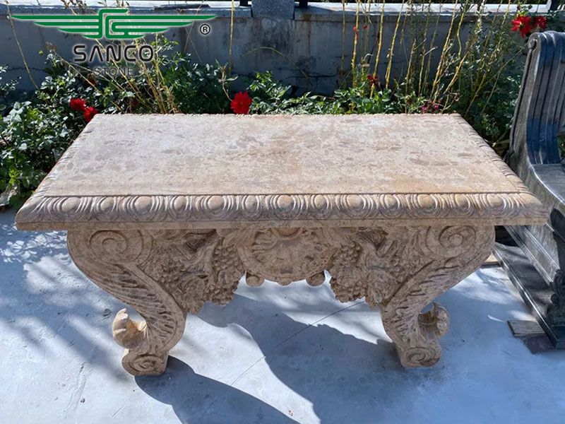 Hand carved Stone outdoor Table