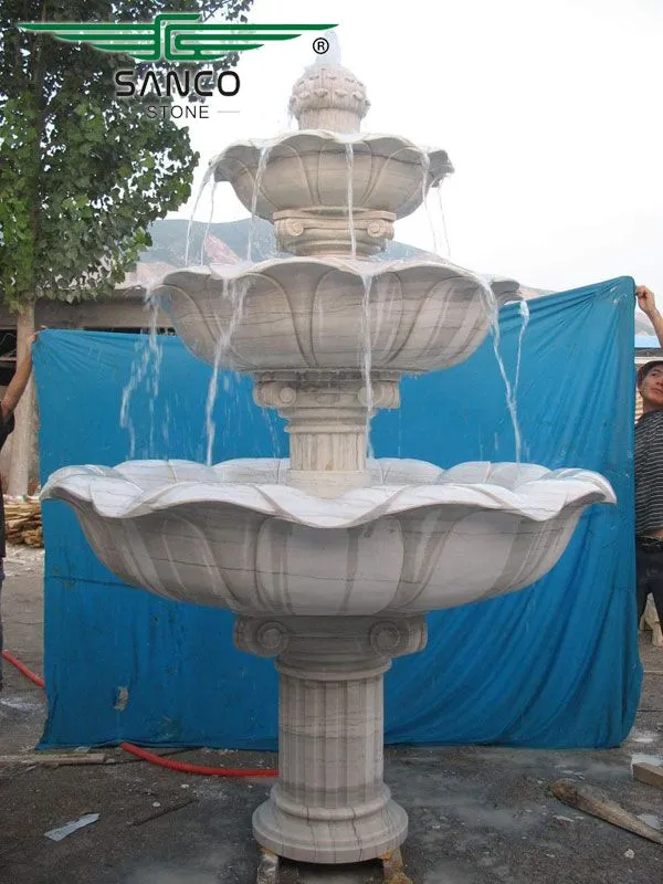 Natural Marble carved 3 Tier Water Fountain