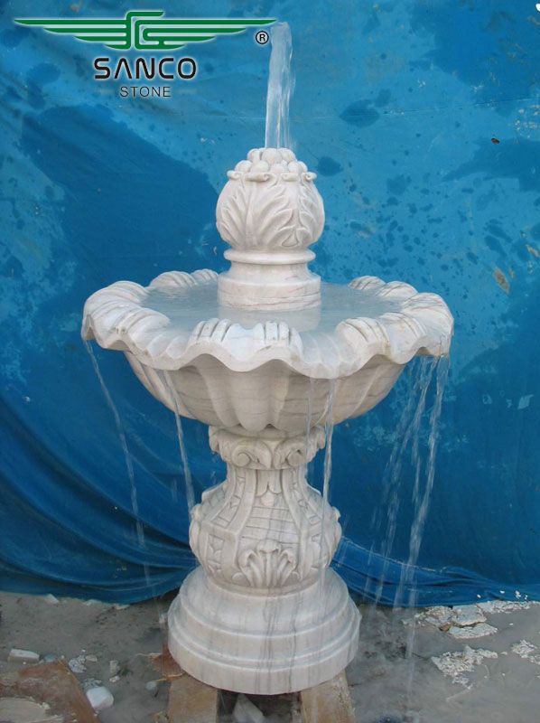 Outdoor White Marble 3 Tier Fountain