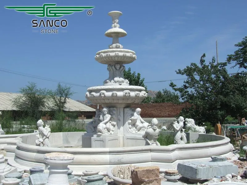 Super Large Outdoor White Marble Mermaid Fountain