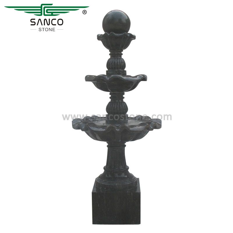 Hand Carved Garden Black Marble Water Fountain