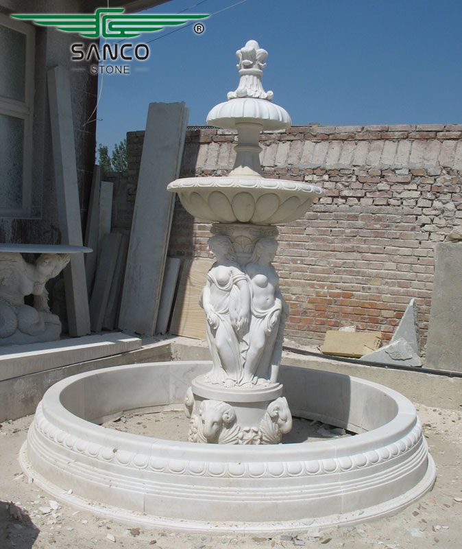 Outdoor Garden Tiered Marble Lady Water Fountain