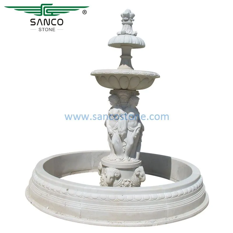 Outdoor Garden Tiered Marble Lady Water Fountain