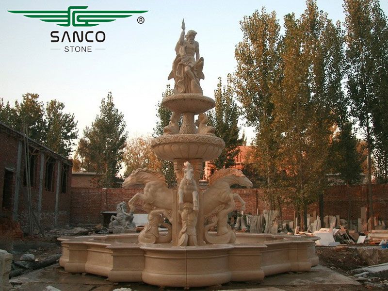 Natural Carved Garden Large Marble Horse Fountain