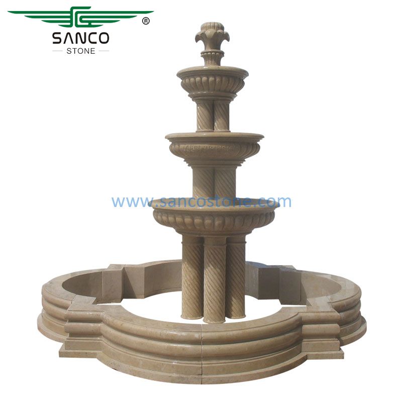 Outdoor Water Fountains Natural Marble Hand Carved