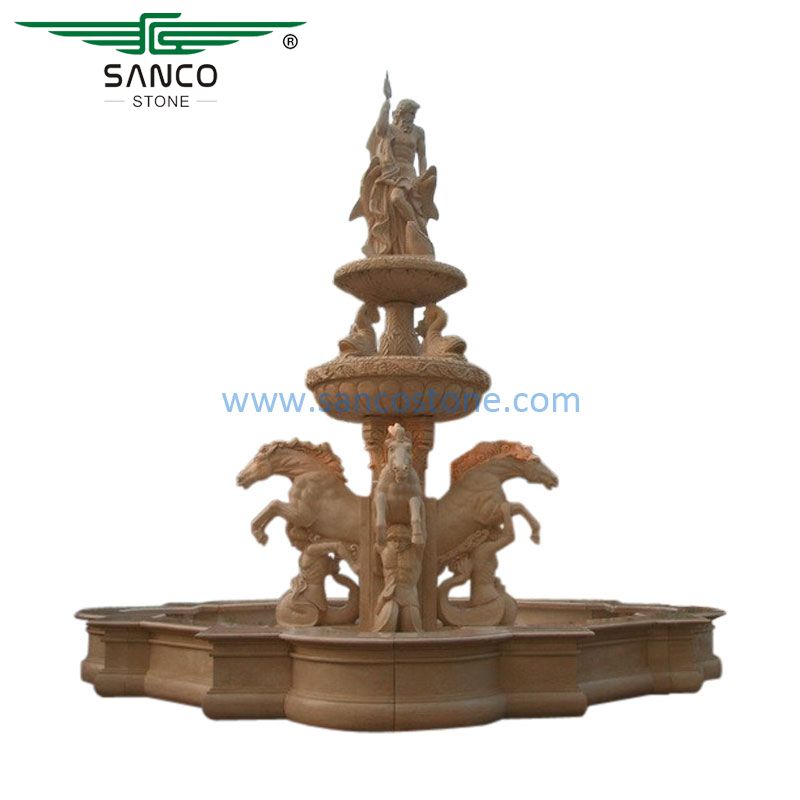 Natural Carved Garden Large Marble Horse Fountain