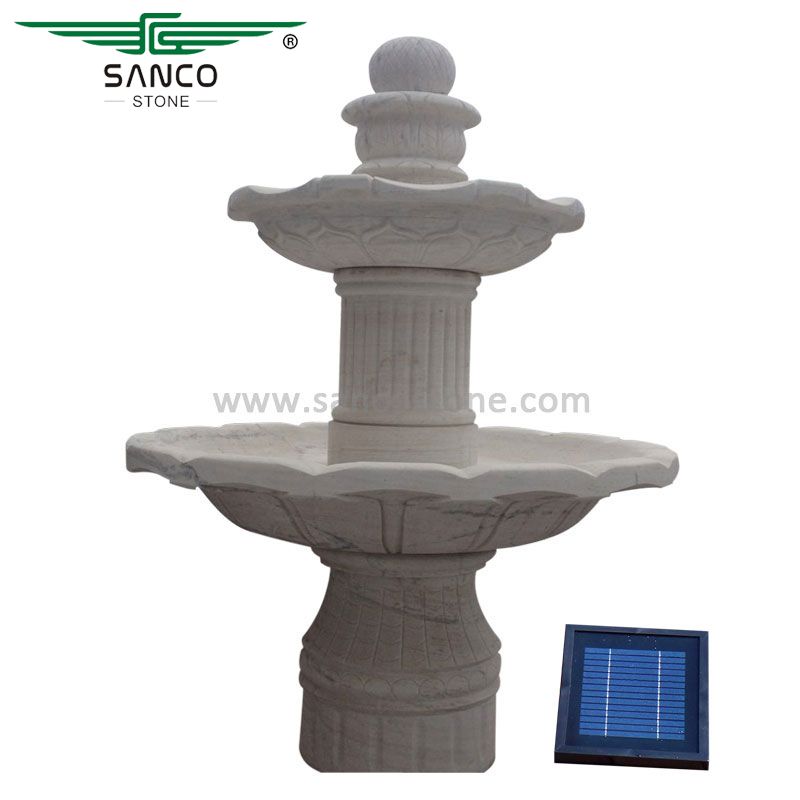 2-Tier Solar Water Fountain Outdoor Garden