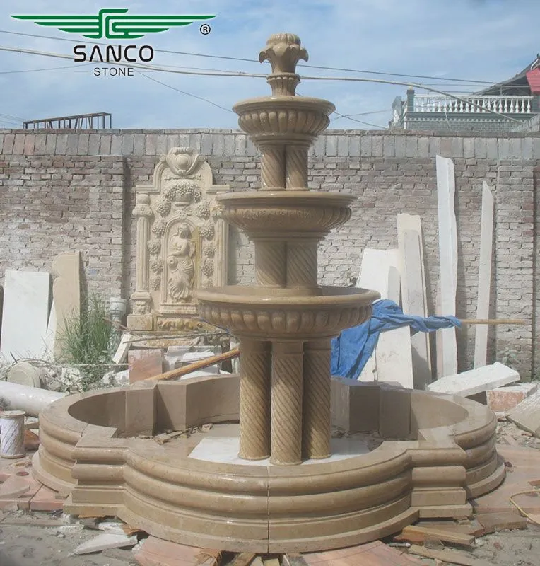 Outdoor Water Fountains Natural Marble Hand Carved