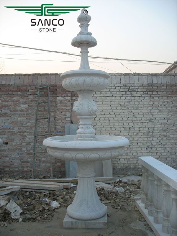 Delicate and Graceful White Marble Stone Fountain