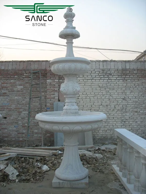 Delicate and Graceful White Marble Stone Fountain