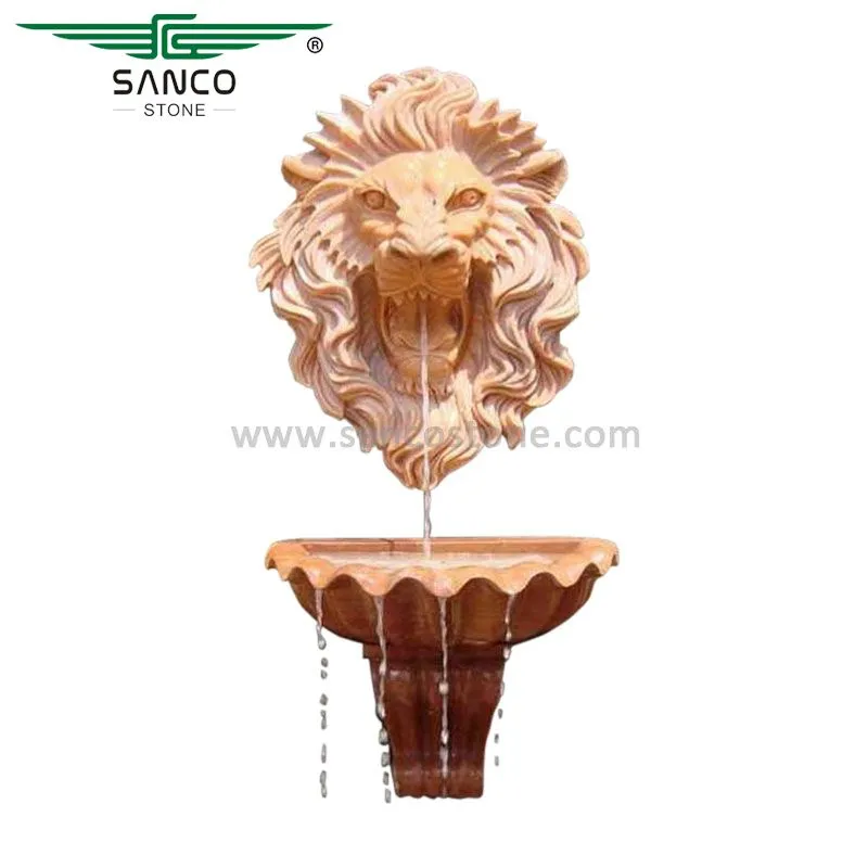 Yellow Garden Lion Head Wall Fountain