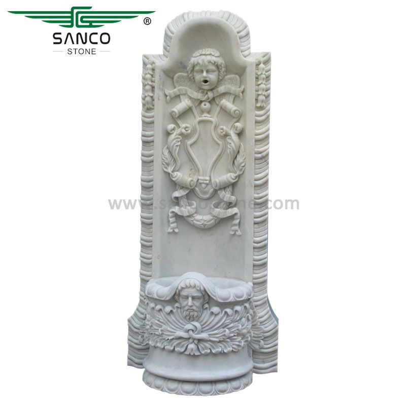 Large White Marble Wall Fountain