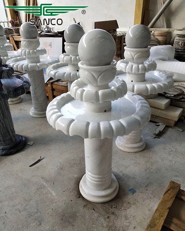 White Marble Interior Rolling Ball Fountain