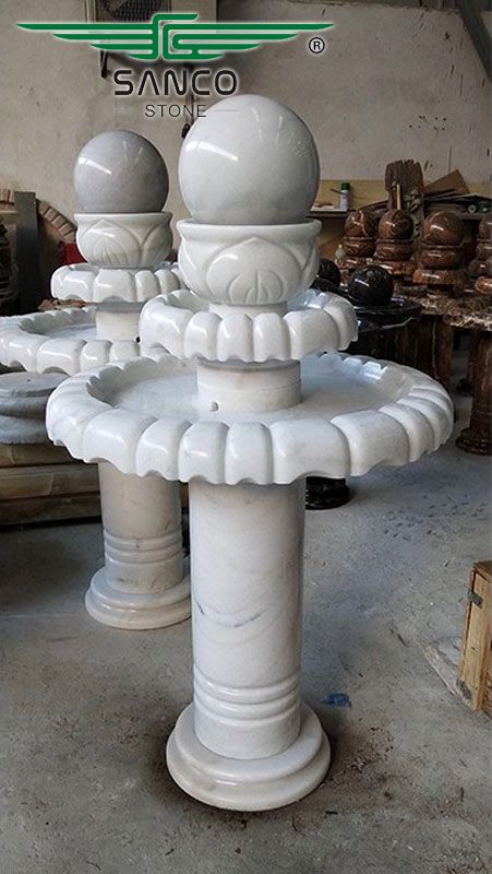 White Marble Interior Rolling Ball Fountain