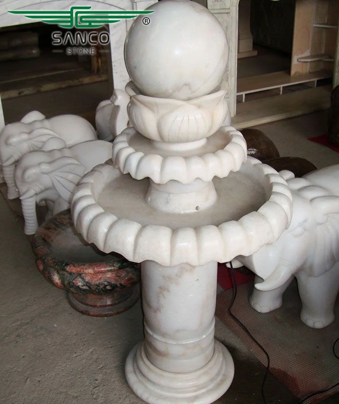 White Marble Interior Rolling Ball Fountain