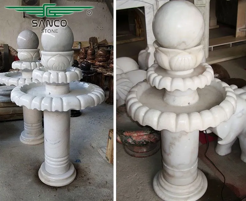 White Marble Interior Rolling Ball Fountain