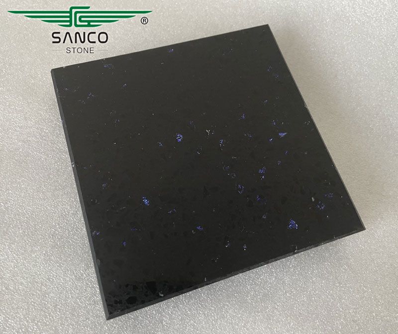 Black Quartz Slabs with Blue Zircon SG5804