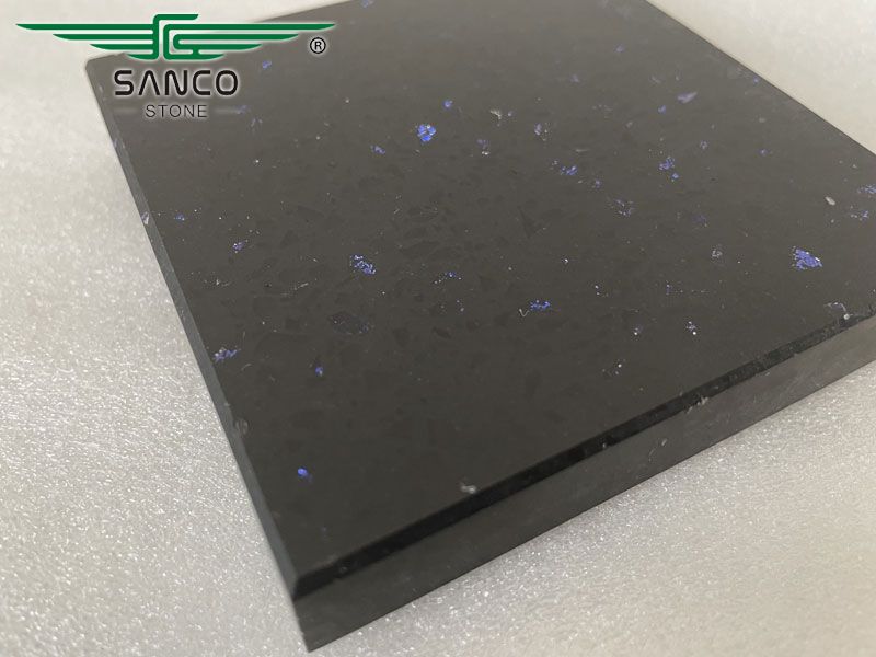 Black Quartz Slabs with Blue Zircon SG5804