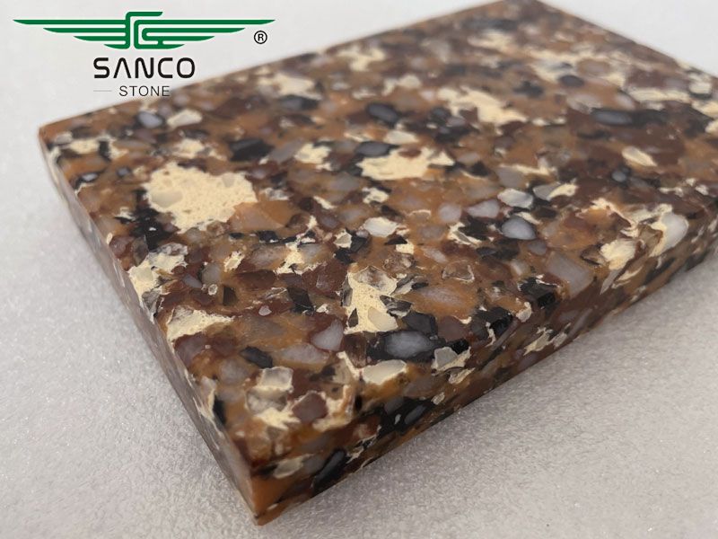 Brown Artificial Quartz Slabs Multicolor SF2010