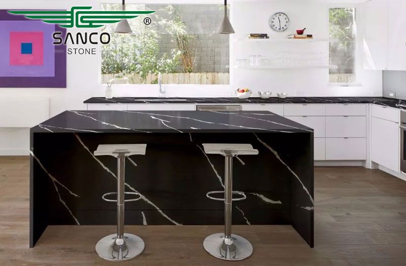 Nero Black Calacatta Quartz Countertops SC8710