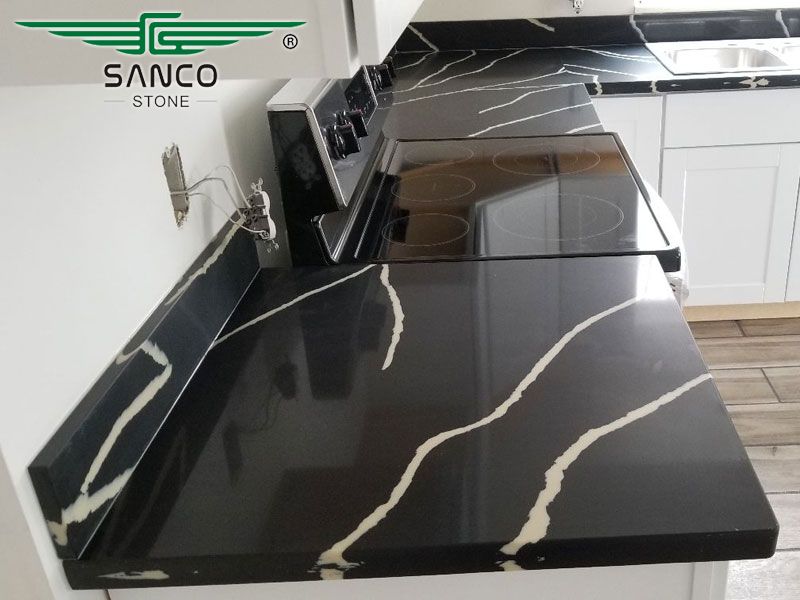 Calacatta Black Quartz Countertops SC8715