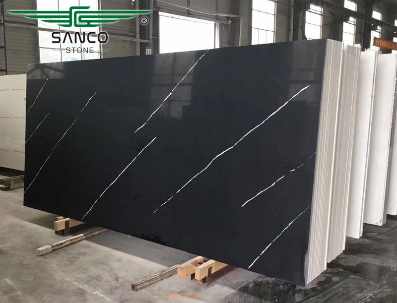 Black Calacatta Quartz Slabs for Sale SC8712