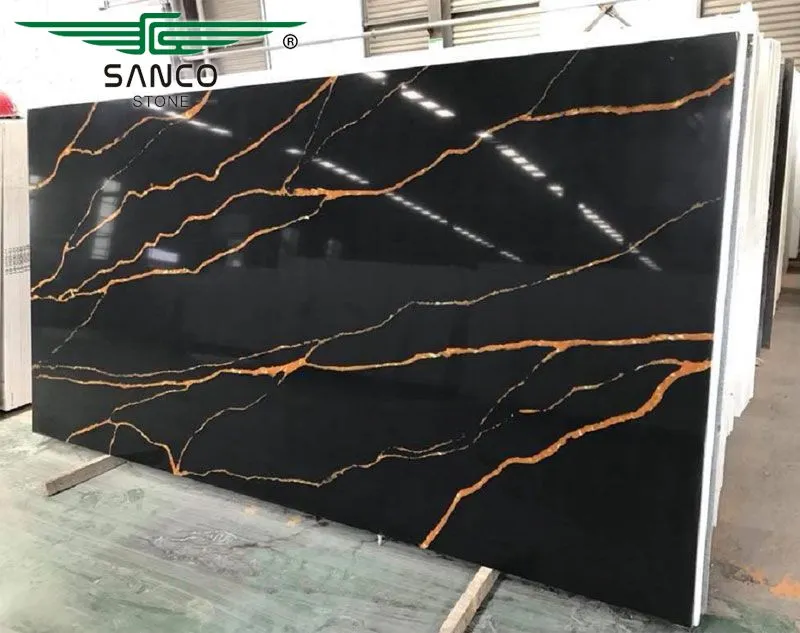 Black Quartz Countertop Sahara Noir Stone SC8706