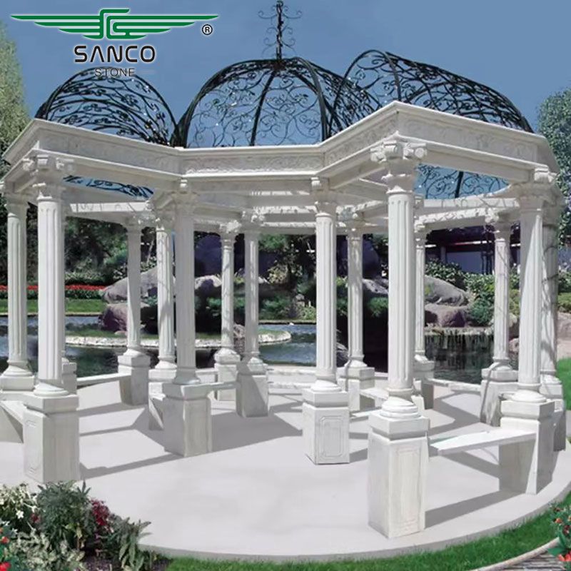 Large Gazebo White Marble